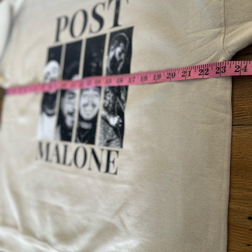 POST MALONE Hanes Cream Graphic Oversized Sweatshirt - Picture 10 of 11